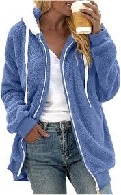 Chaqueta de Peluche con Capucha para Mujer Duohropke