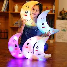 Cojín de Peluche LED: Luna y Estrella para Niños