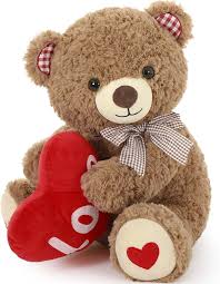 Oso Peluche Kawaii con Corazón Rojo - Regalo Perfecto para San Valentín