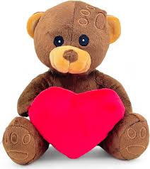 Oso de Peluche con Corazón - Marrón Claro y Oscuro