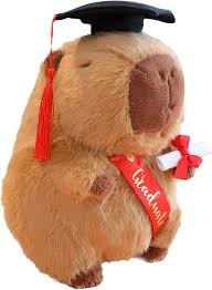 Almohada de Felpa Capibara Grande con Sombrero de Graduación