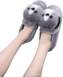 Pantuflas de Peluche con Diseño de Perrito para Mujeres