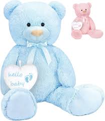 Oso Peluche XXL Luz Azul con Corazón 'Hello Baby'