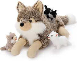 Mama Lobo XXL con 3 Bebés Kawaii