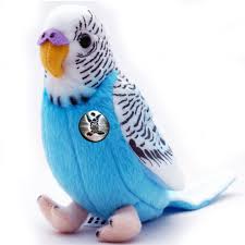 Periquito de Peluche Azul y Blanco - 12 cm