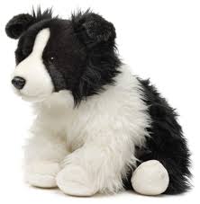 Uni-Toys - Border Collie Blanco y Negro Sentado (26 cm)