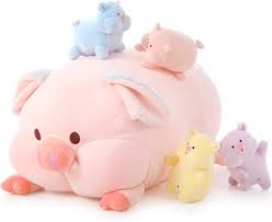 MorisMos: Gigante Cerdo Peluche Rosa con 4 Kawaii