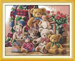 Kits de Punto de Cruz: Oso de Peluche Floral para Principiantes