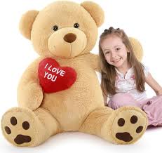Oso Peluche Gigante con Corazón Rojo - I Love You 90cm