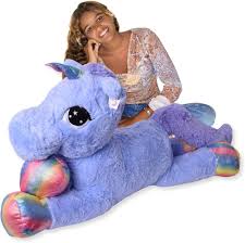 Unicornio XXL de Peluche Púrpura - 110cm con Brillo Arcoíris