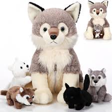 Set de 5 Lobos de Peluche Suaves - 35 cm
