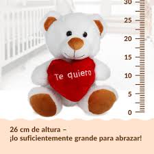 Oso de Peluche Blanco con Corazón Te Quiero - 24 cm