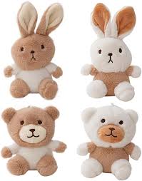 Juego de 4 Llavero Conejo de Peluche Suave