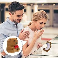 Anillo de Boda Creativo en Forma de Oso de Peluche