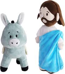 Peluche Jesús y Burro - Juguete Religioso para Bebés