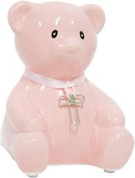 Hucha de Peluche Rosa con Cruz y Diamantes - Perfecta para Bautizos y Regalos