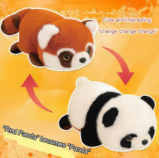 Peluche Reversible Panda Rojo y Gigante