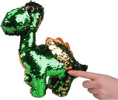 Dinosaurio Brillante: Glitzies de 13 Pulgadas en Verde y Dorado