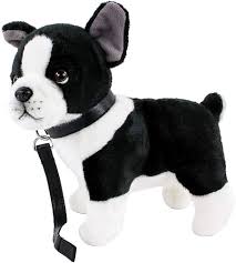 Peluche Bulldog Francés/Boston Terrier 25 cm con Collar y Correa