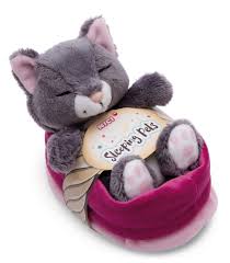 Gato Gris de Peluche Durmiendo en Cesta - NICI 12cm