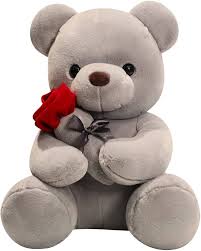 Oso de Peluche Floral Gris - Regalo Ideal para Todas las Ocasiones
