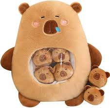 Capybara Kawaii con 6 Bebés en Bolsa