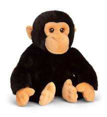 Peluche de Chimpancé Negro Sentado (18 cm)