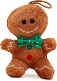 Peluches Navideños: Hombre de Jengibre 10 cm con Lazo Verde