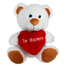 Oso de Peluche Blanco con Corazón 'Te Quiero' - 24 cm
