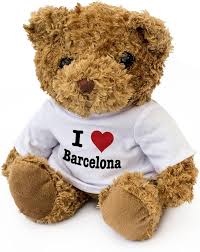 Huevo Rojo Grande: Oso de Peluche 'I Love Barcelona'