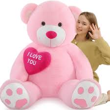 Oso Peluche Gigante Rosa con Corazón I Love You - Regalo Perfecto de San Valentín