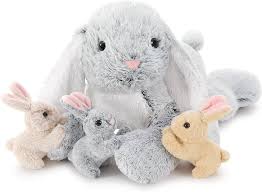 Peluche Gigante Conejo Mamá con 3 Bebés Kawaii