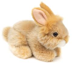 Conejo de Angora Beige Tumbado - Uni-Toys 18 cm