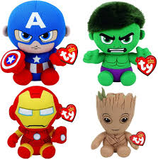Set de 4 Peluches de Superhéroes Marvel - 15 cm