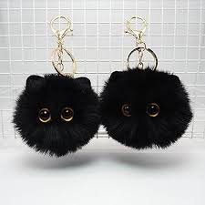LLavero de gato de peluche para niñas