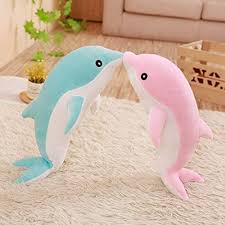 Delfín de Peluche Azul y Rosa - 30 cm